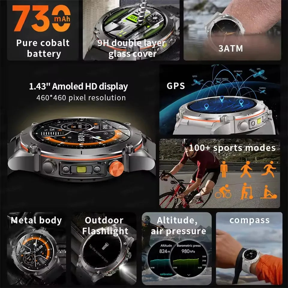 2025 New GUHUAVMI IOS Ultra GPS Smart Watch 10ATM Waterproof Built-in Dual-band GNSS Compass Military Sports Men SWIM Bracelet