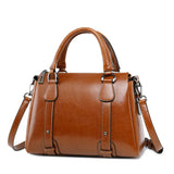 Genuine Leather Women Shoulder Cross body Handbag Top Handle Bag Casual Designer Female Oil Wax Cowhide Messenger Tote Bag
