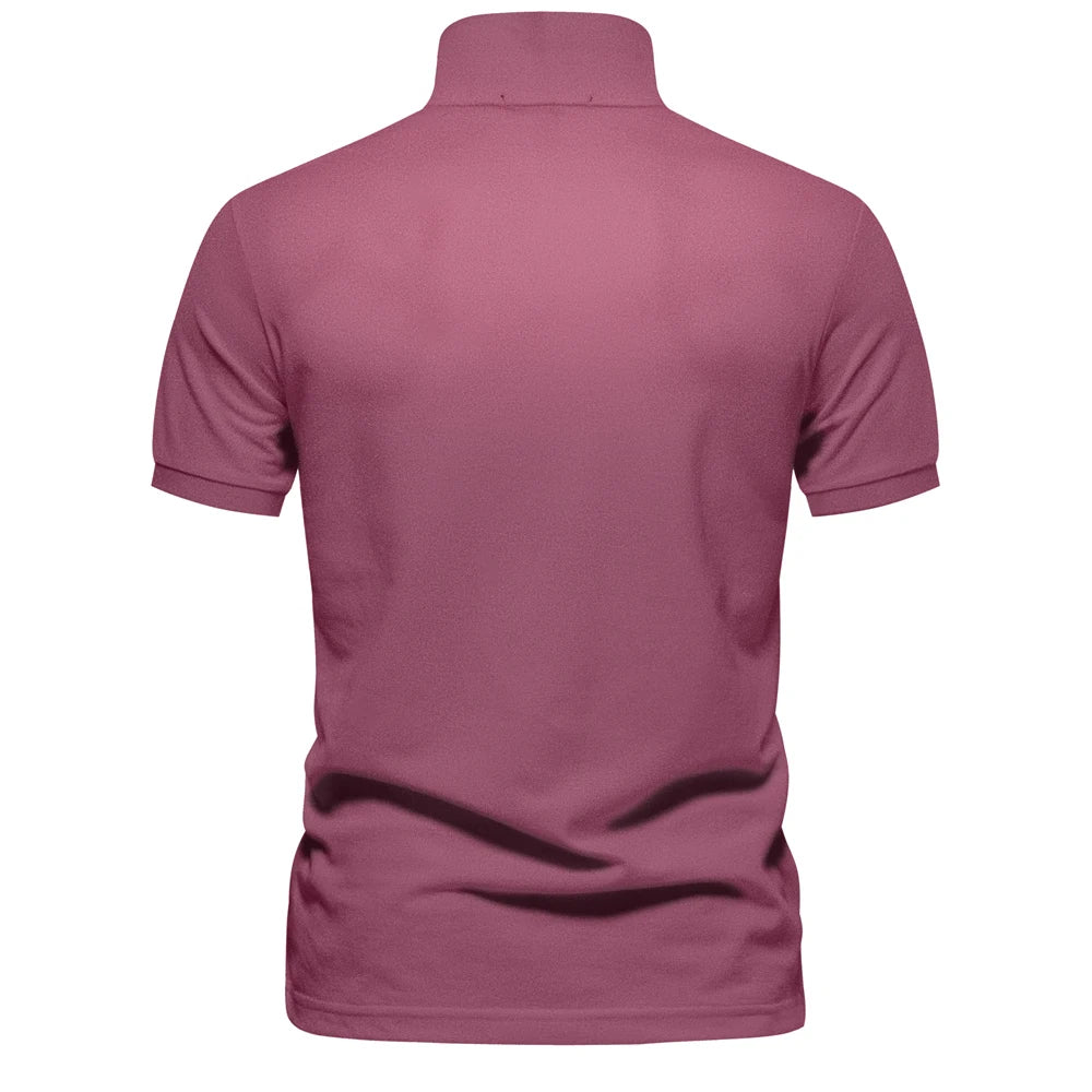 Men's Cotton Polo Shirt – Solid Colors, Relaxed Fit