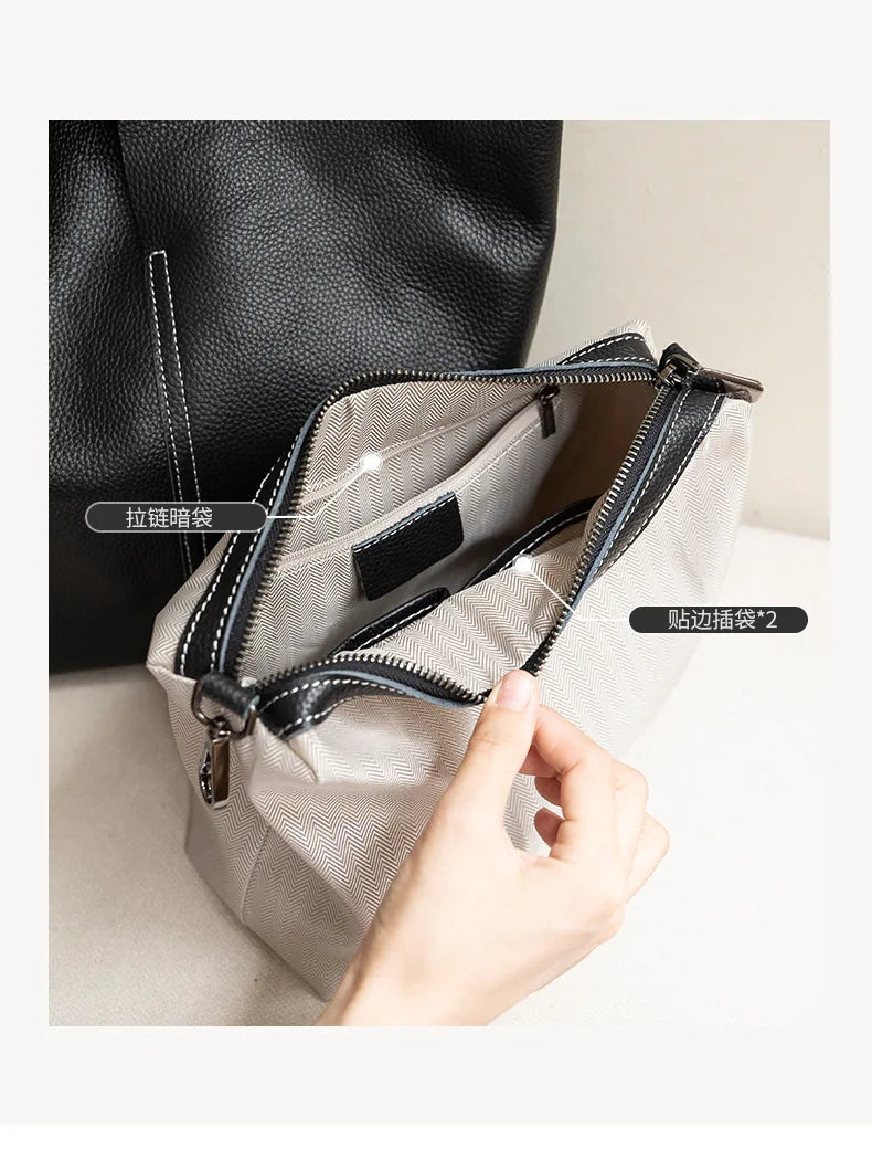 Luxury Soft Leather Bucket Bag | Large Women’s Shoulder Bag