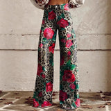 Women's 3D Print Wide-Leg "Jeans" – Trendy Low-Waist Flare Pants
