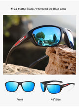 KDEAM All Black Fishing Sunglasses Polarized Performance Sports Sun Glasses For Men TR90 With Skull Case Category 3