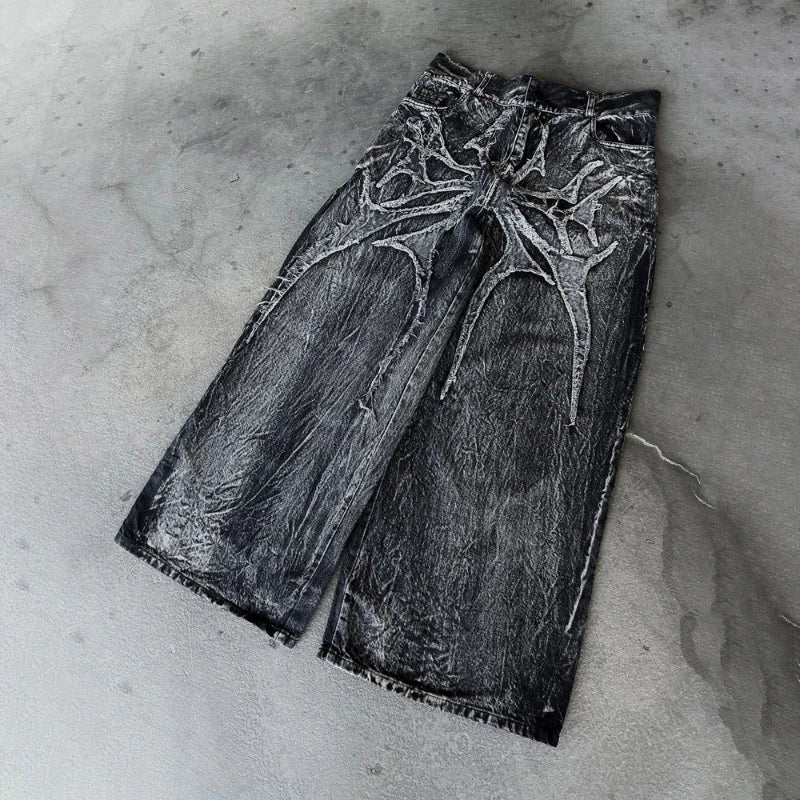 Y2K Phantom Spider Patch Baggy Jeans