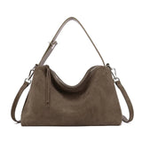 Russian Women's Genuine Suede Cowhide Leather Shoulder Bag Retro Frosted Cow Large Capacity Versatile Commuting Luxury Designer