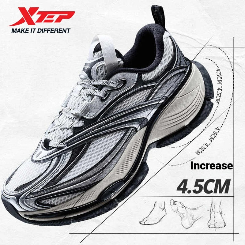 Xtep Basque 2 Casual Shoes for Men Height-increasing Mesh Cushioning Retro Millennium Daddy Female Shoes 875219320012