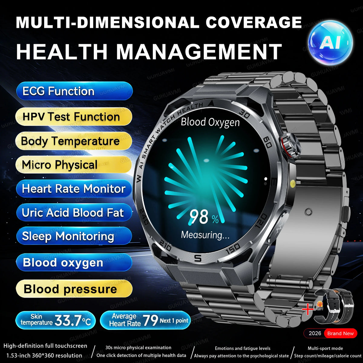 ECG+PPG Advanced Health Smart Watch for Men & Women