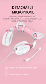 ONIKUMA X10 Gaming Headphones with Detachable Cute Cat Ear RBG Lighting Gaming Headset Gamer Earphone with HD Mic for PC Gaming