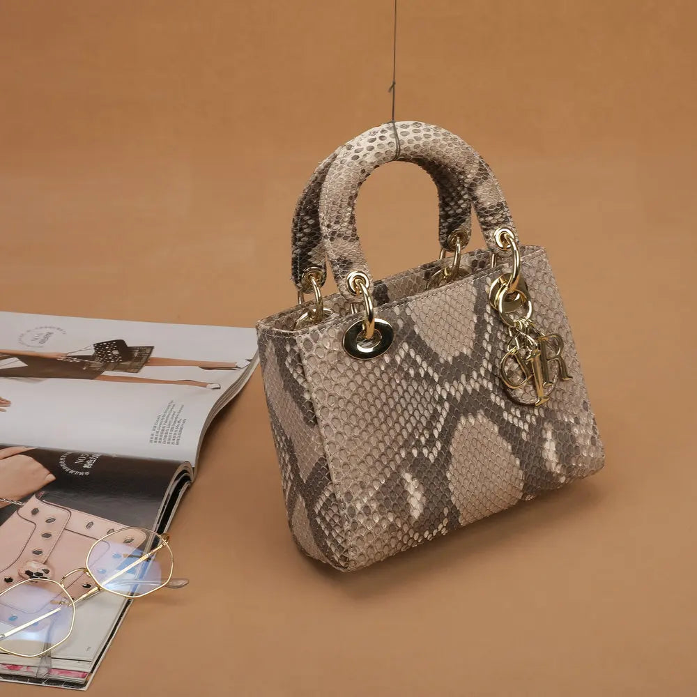 Women's Genuine Leather Snakeskin Crossbody Shoulder Bag