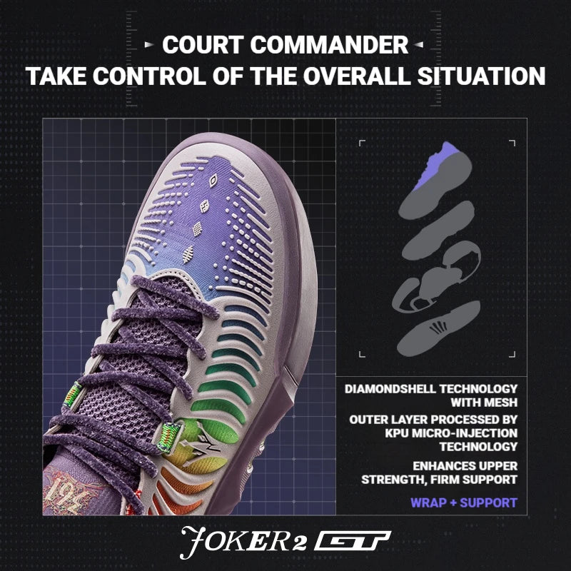 361 Degrees Joker 2 GT Men Basketball Shoes New Trendy Leather Breathable Shock-Absorbing Wear-resistant Male Sneakers 672611111
