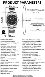 ADDIESDIVE 36mm Men Watch Luxury 200m Waterproof Super Luminous Bubble Glass Stainless Steel Wrist Watch Quartz Watches For Men