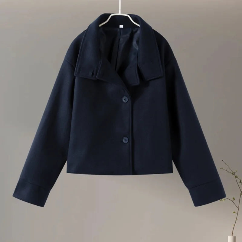 Stand Collar Woolen Short Coat