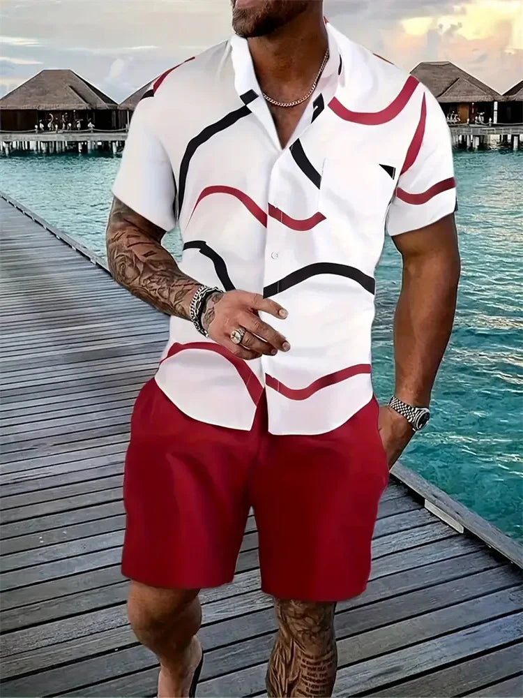 3D Geometric Color-Block Men’s Shirt