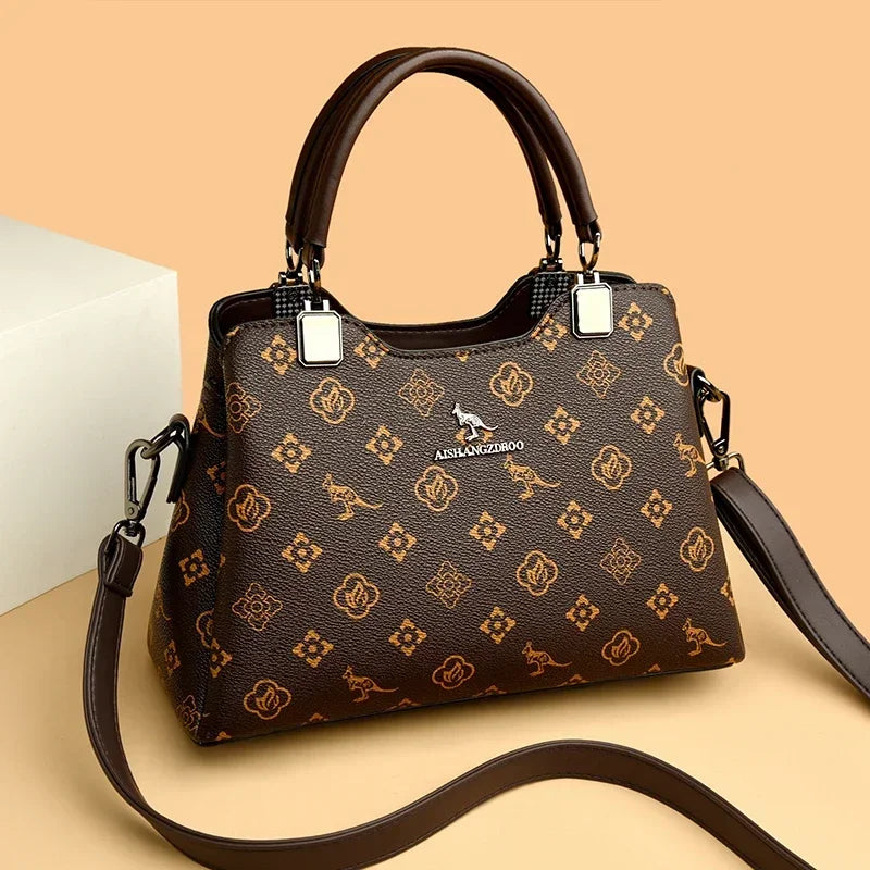 Luxury Handbag Fashion Print Large Capacity Soft Leather Women Shoulder Crossbody Bag Leisure Designer Ladies Purses and Handbag
