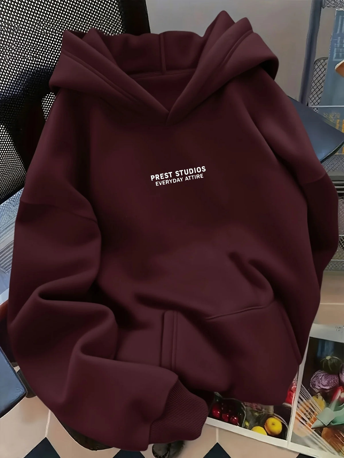 Loose Fit Letter Print Hoodie Men Women Fashion Versatile Pullover Hooded Sweatshirt Autumn Winter New Arrival Daily Casual