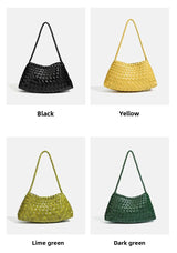 High End Fashion Handbag Messenger Bag with Large Inner Pocket, Popular Pure Hand Woven Bag for Women Tote Shoulder Underarm Bag