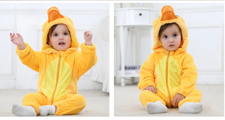 Animal Theme Flannel Baby Romper