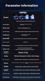 Original MCHOSE V9 PRO Music Esports Gaming Headphones 3-mode Wireless Noise Reduction Mic Customized Head-mounted