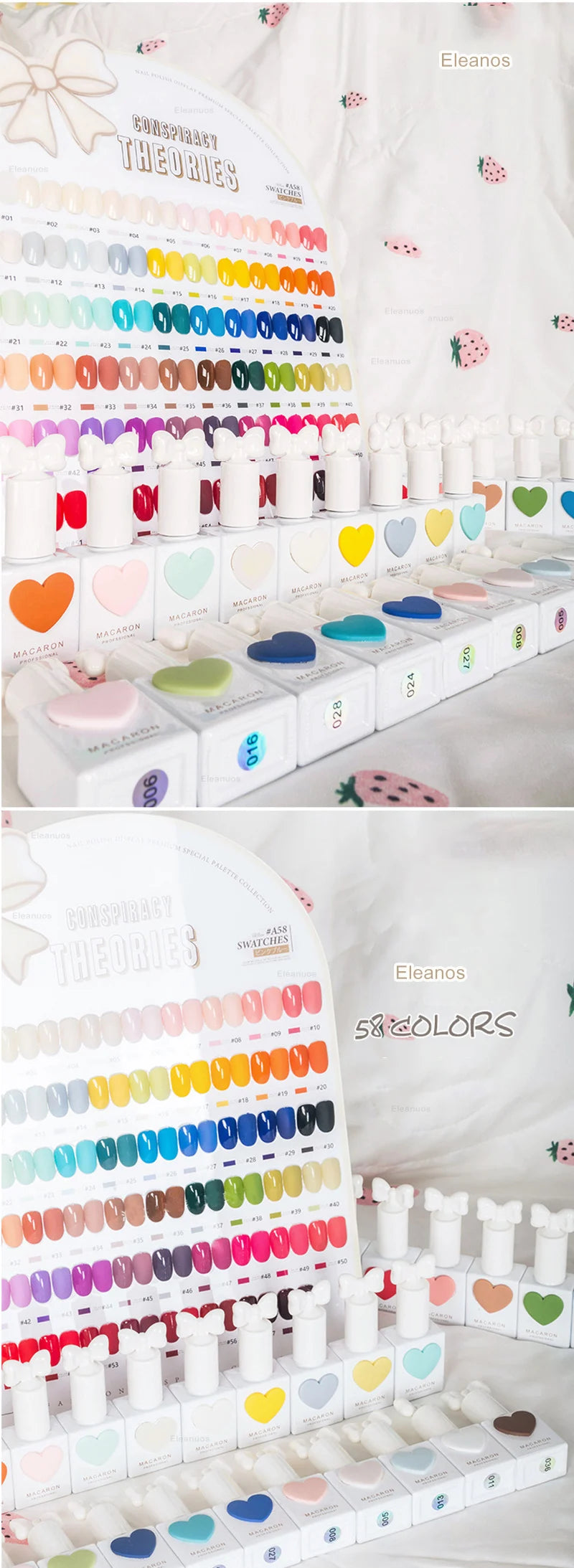 Eleanos 58-Color Gel Polish Set – TPO-Free, 15ml