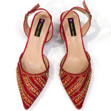 Rhinestone Pointed-Toe Slingback Heels & Bag Set