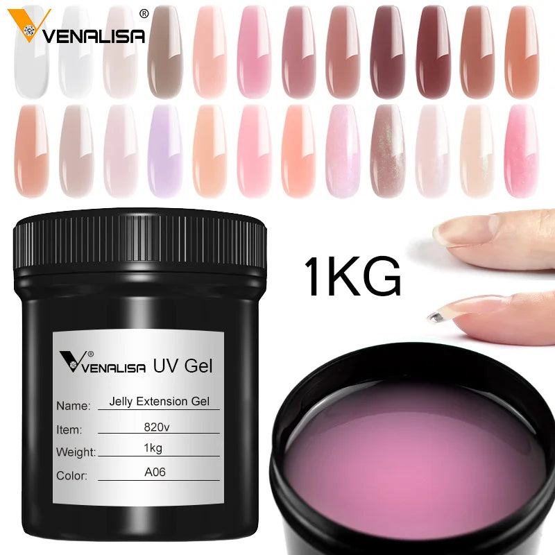 VENALISA Jelly Gel Large Volume 1L Jelly Nude Collection Not Burning Soak Off UV LED Soft Extension Gel Nail Gel Nail Manicure