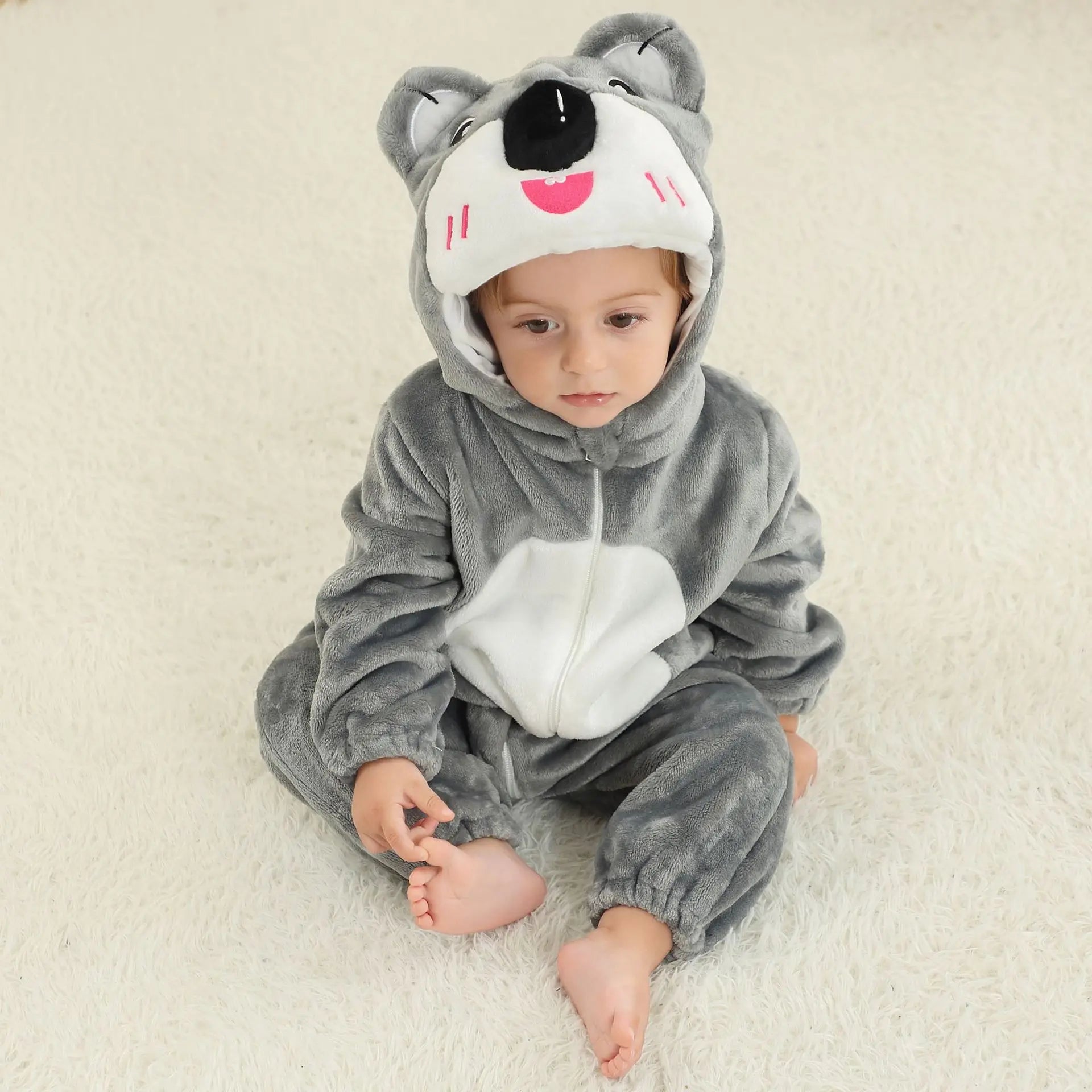 Adorable Animal Cartoon Baby Winter Rompers