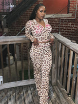 Sisterlinda Summer Release Junior Ankle-Length High Street Milk Fiber Pant Suit K24S50103 Girl Leopard Color Flare Pant Suit