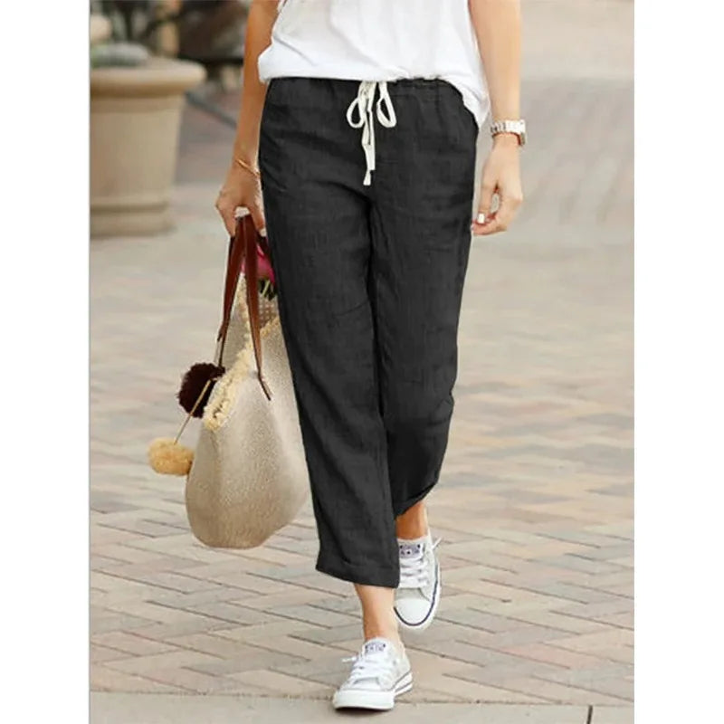 Women's Cotton Drawstring Ankle Pants