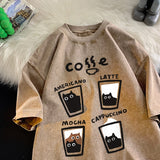 Retro Cat Graphic Cotton Tee – Unisex Harajuku Style
