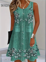 Women's Floral Sleeveless A-Line Mini Dress