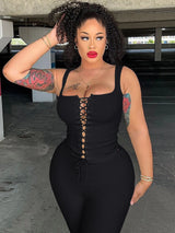 Dulzura Women’S Ribbed Sexy Casual 2 Piece Shorts Set Sleeveless Lace Up Crop Corset And Shorts Matching Set Party Clubwear