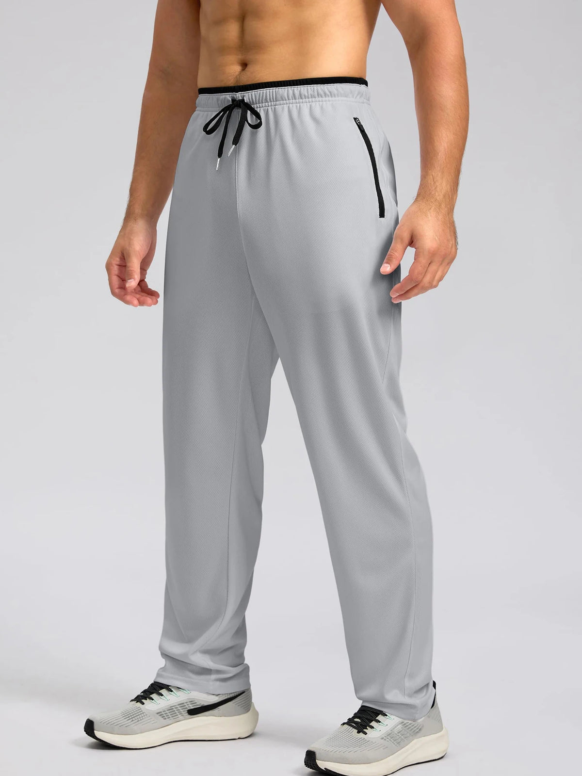 Men's Drawstring Activewear Pants with Zipper Pockets