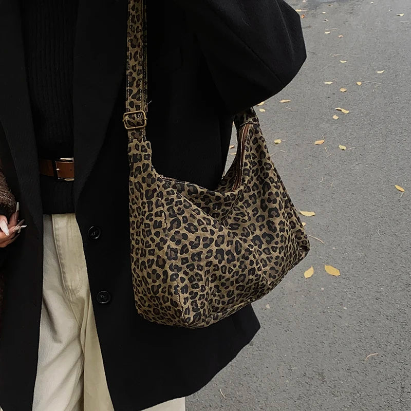 Women's Leopard Print Shoulder Bag – Large Capacity Crossbody