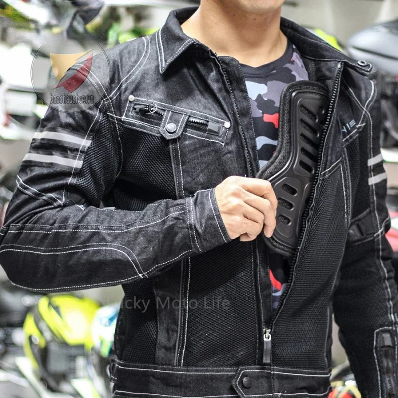 High-Performance Breathable Denim Racing Jacket
