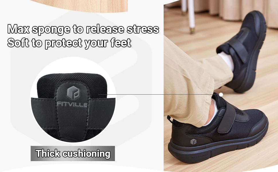 FitVille Diabetic Shoes Mens Extra Wide Width for Swollen Feet Neuropathy Diabetic Pain Relief Lightweight Walking Casual Shoes