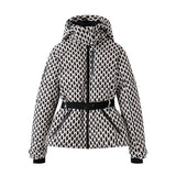 2026 Women's Winter Hooded Padded Sport Parkas Pants 2 PCS Set Belt Female Elegant Warm Windproof Skiing Coats Jackets Trousers