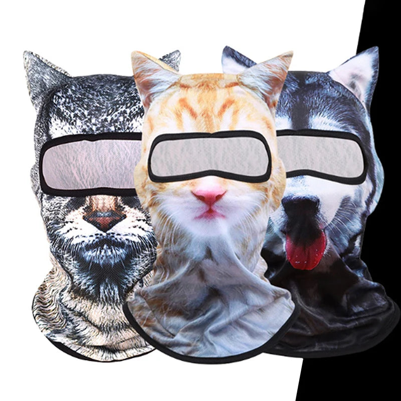 3D Cat Ski Balaclava – Animal Face Covering Hood