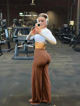 High-Waist Wide-Leg Gym Trousers