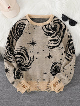 Men's Abstract Star Knit Crew Neck Sweater