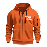 DIY Custom Logo Men's Casual Sports Hoodie Full-Zip Pocket Sweatshirt Fashion Arm Pocket Outdoor Long-Sleeve Pullover Hoodie