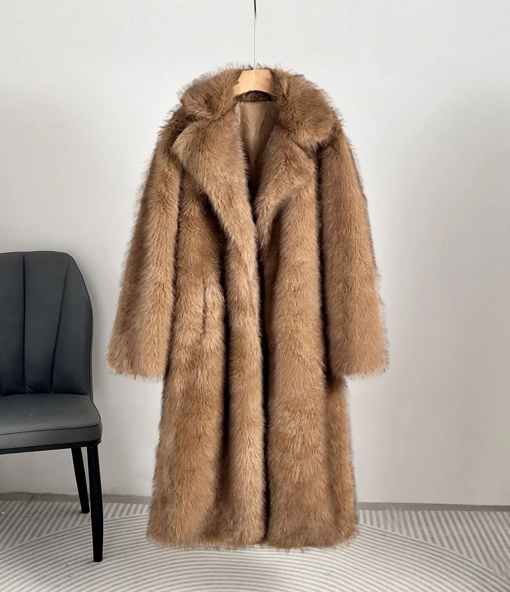 Luxury Gradient Faux Fur Overcoat