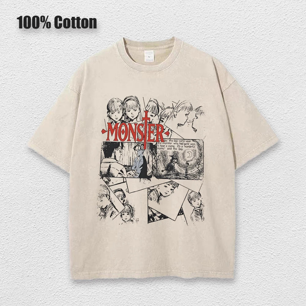 Anime Monster Washed Cotton Unisex T-Shirt