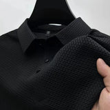 Men's Textured Knit Polo – Breathable Business Casual