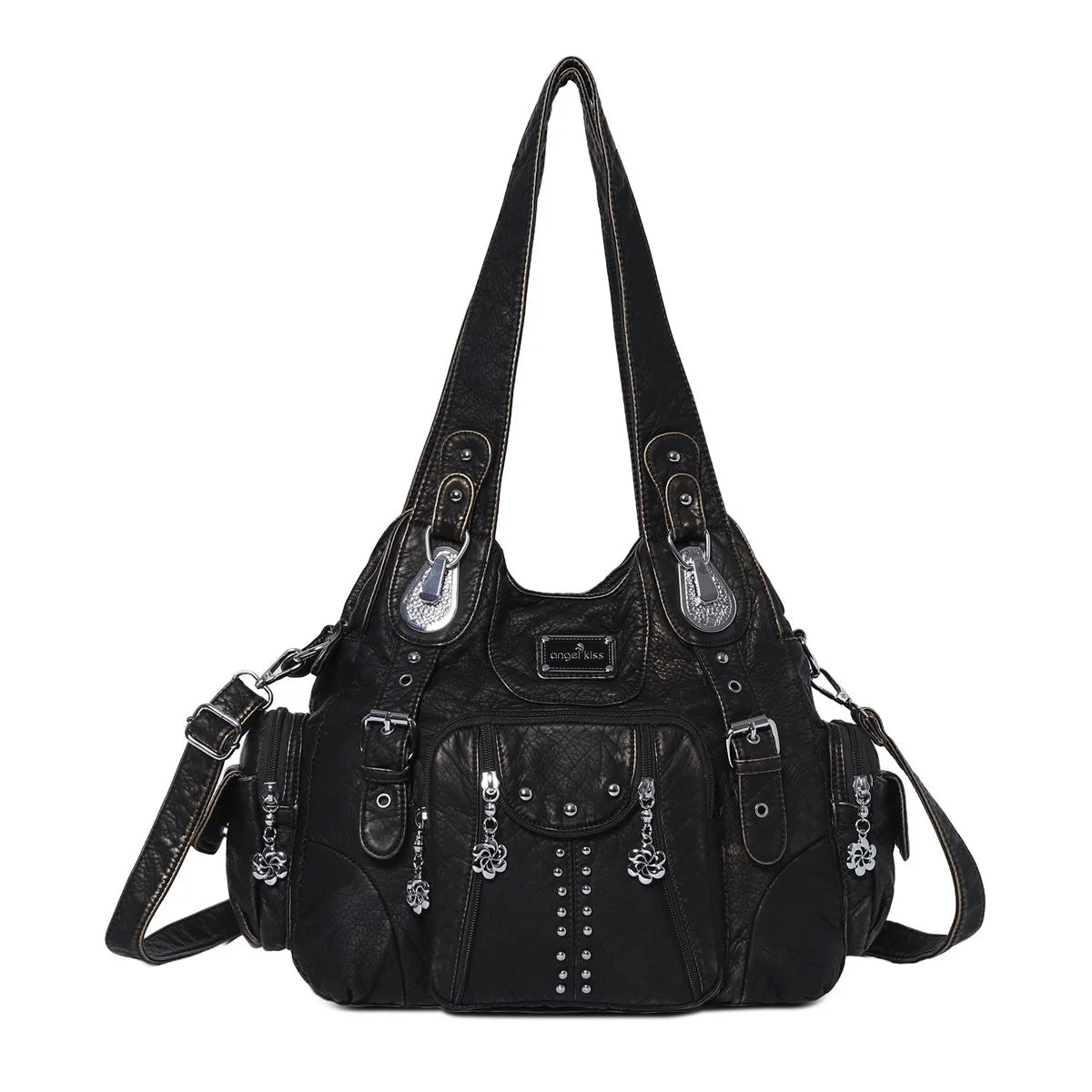 Vintage Women Bag Large Handbags Satchel Top-handle PU Shoulder Bag Vintage Dumpling Pack Multi-pockets Shoulder Bags Purse
