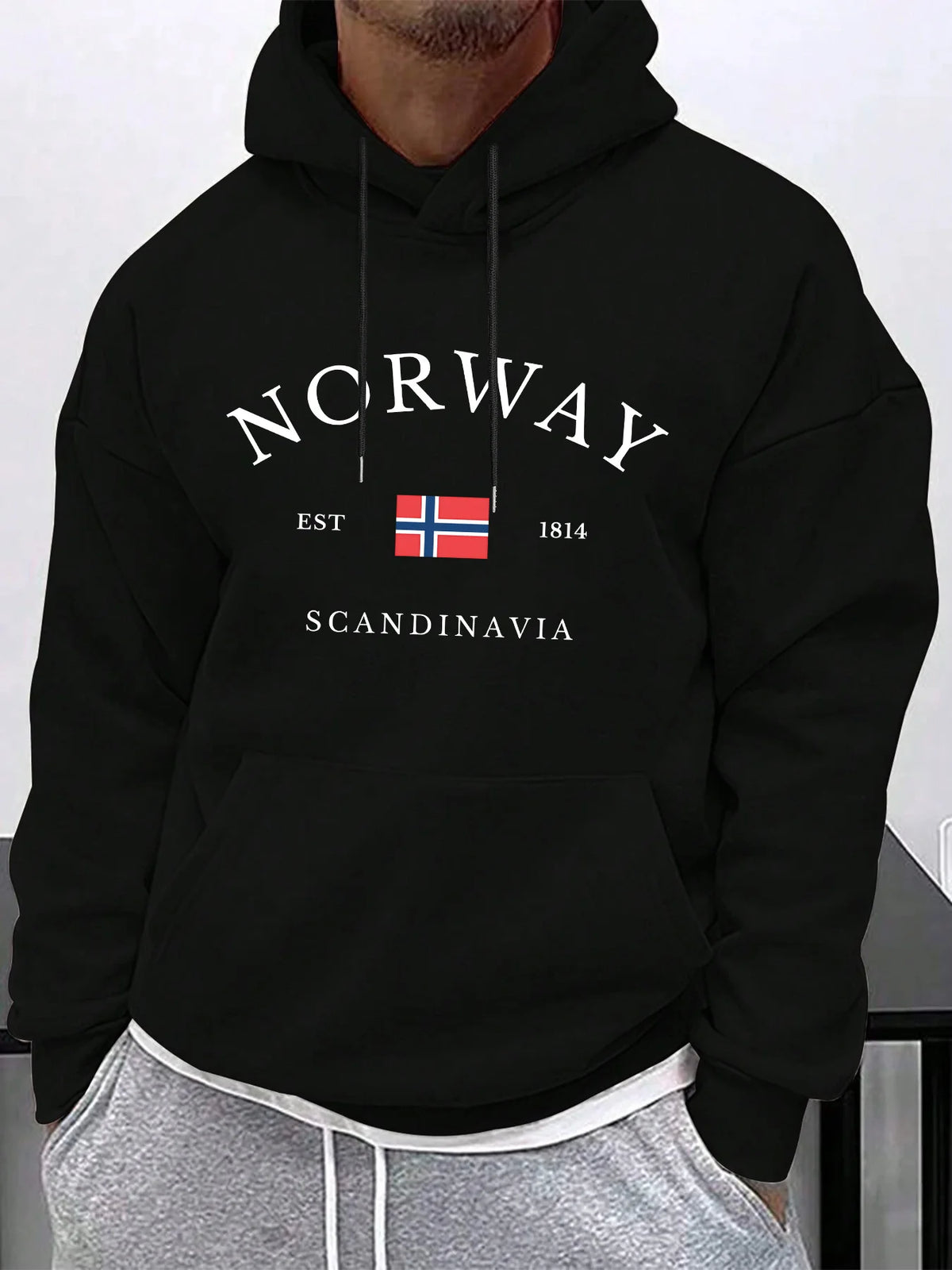 Men's Retro Print Pullover Hoodie