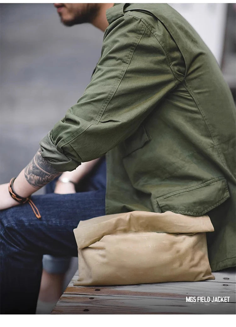 Men's Vintage Military Field Jacket – Cotton Zip Coat
