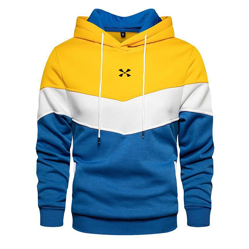Men’s Patchwork Fleece Streetwear Hoodie