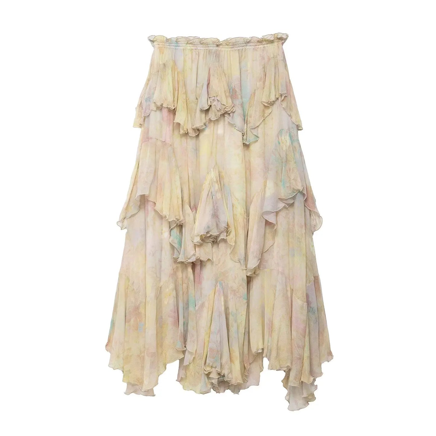 KONDALA Floral Tiered Chiffon Maxi Skirt – Boho Elegance