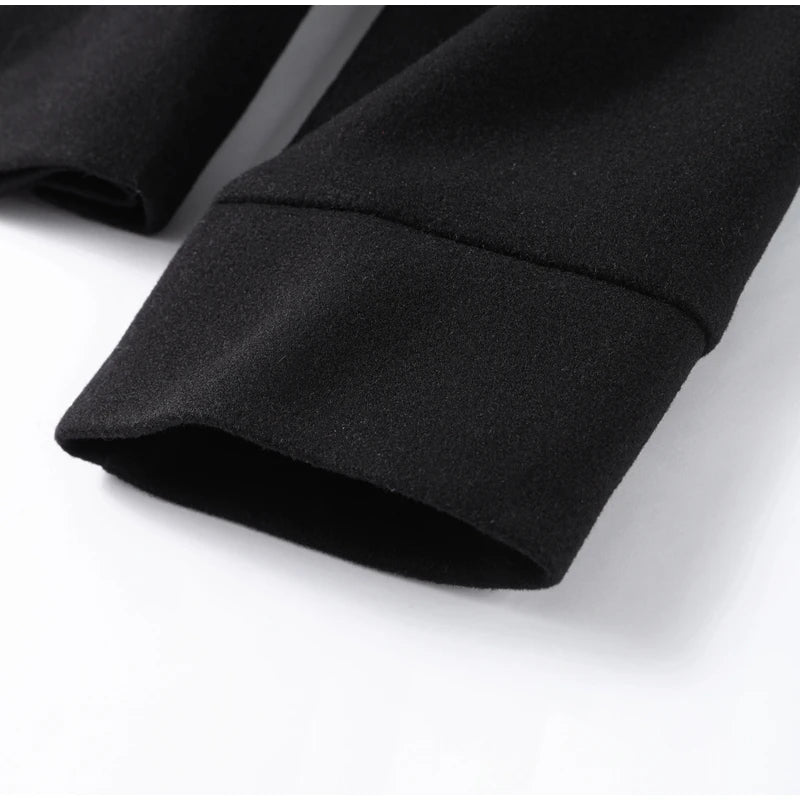 Fashion Short Woolen Coat Women Stand Collar Single-breast Full Sleeve Loose Pocket Jacket Female 2026 Autumn Solid Lady Outwear