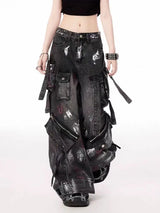 Y2K Harajuku Gothic Wide Leg Jeans – Multi-Pocket