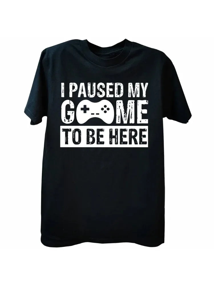 Men's Gaming Graphic T-Shirt — "I Paused My Game" Funny Print Tee